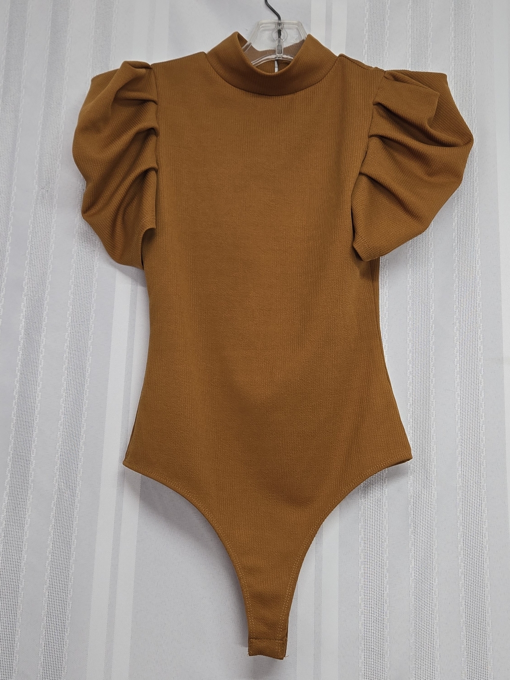 Girls Puff Sleeve One-Piece Bodysuit in Mustard Size Small